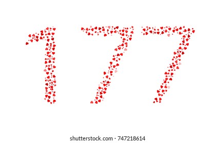 Abstract Number 177 Made Of Red Hearts