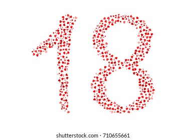 Abstract Number 18 Made Of Red Eastern Hearts
