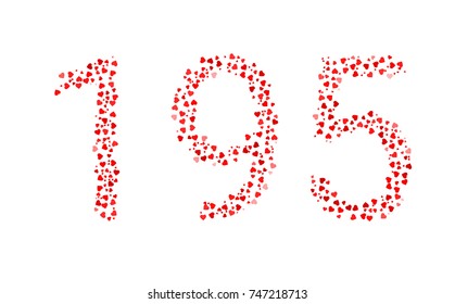 Abstract Number 195 Made Of Red Hearts