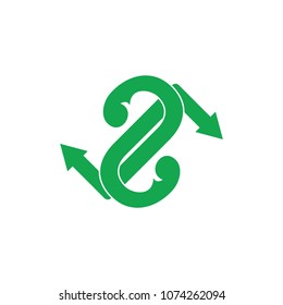 abstract number 2 arrows logo vector