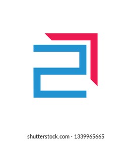 abstract number 2 geometric arrow logo vector