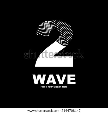 Abstract number 2 line wave vector logo design. Suitable for business, poster, card, wave symbol and initial