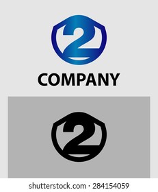 Abstract Number 2 logo Symbol icon set 