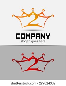 Abstract Number 2 logo Symbol crown icon set 