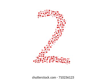 Abstract Number 2 Made Of Red Eastern Hearts