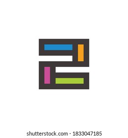 abstract number 2 square geometric colorful logo vector