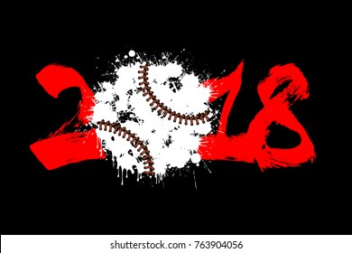 Abstract number 2017 and baseball  blot. Vector illustration