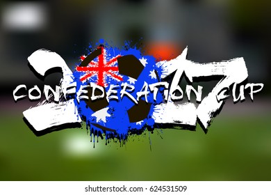 Abstract number 2017 and soccer ball painted in the colors of the Australia flag. Confederation cup. Vector illustration