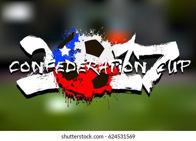 Abstract number 2017 and soccer ball painted in the colors of the Chile flag. Confederation cup.  Vector illustration