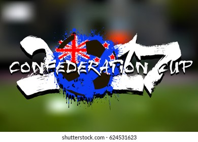 Abstract number 2017 and soccer ball painted in the colors of the New Zealand flag. Confederation cup. Vector illustration