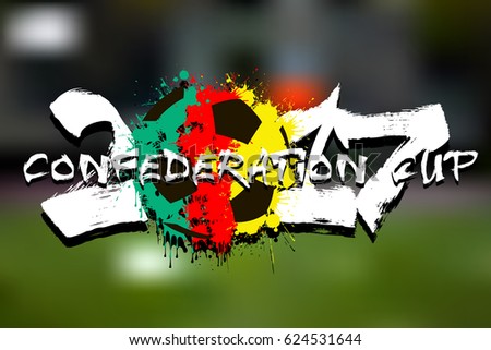 Abstract number 2017 and soccer ball painted in the colors of the Cameroon flag. Confederation cup. Vector illustration