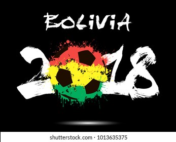 Abstract number 2018 and soccer ball painted in the colors of the Bolivia flag. Vector illustration
