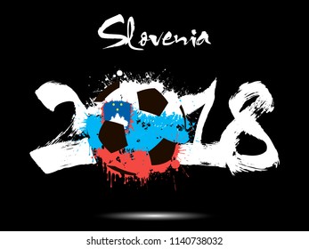 Abstract number 2018 and soccer ball painted in the colors of the Slovenia flag. Vector illustration