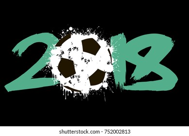 Abstract number 2018 and soccer ball blot. Vector illustration