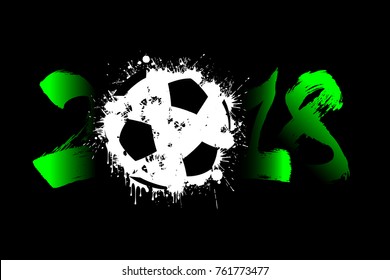 Abstract number 2018 and soccer ball blot. Vector illustration
