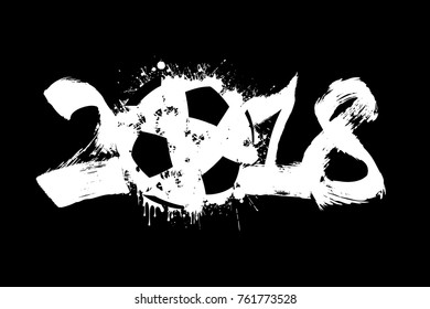 Abstract number 2018 and soccer ball blot. Vector illustration