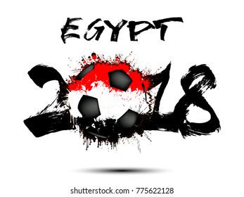 Abstract number 2018 and soccer ball painted in the colors of the Egypt  flag. Vector illustration