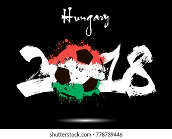 Abstract number 2018 and soccer ball painted in the colors of the Hungary flag. Vector illustration