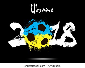 Abstract number 2018 and soccer ball painted in the colors of the Ukraine flag. Vector illustration