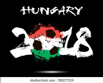 Abstract number 2018 and soccer ball painted in the colors of the Hungary flag. Vector illustration