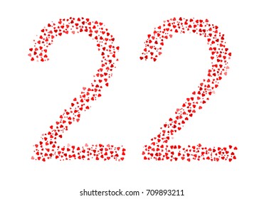 Abstract Number 22 Made Of Red Hearts