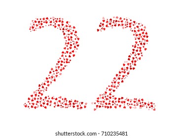 Abstract Number 22 Made Of Red Eastern Hearts