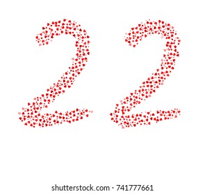 Abstract Number 22 Made Of Red Hearts