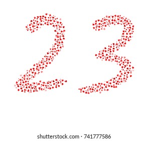 Abstract Number 23 Made Of Red Hearts
