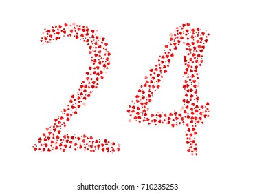 Abstract Number 24 Made Of Red Eastern Hearts