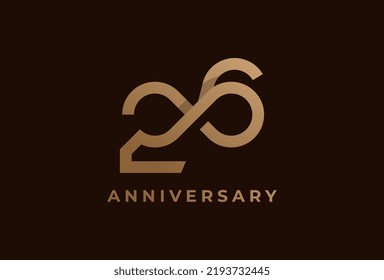 Abstract Number 26 Logo, Number 26 with infinity icon combination, can be used for birthday and business logo templates, flat design logo, vector illustration