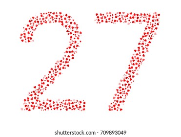 Abstract Number 27 Made Of Red Hearts