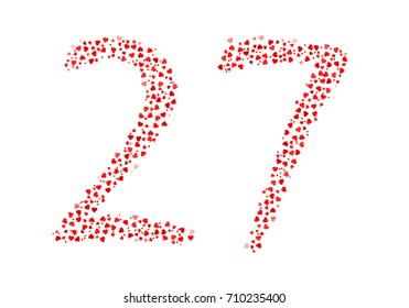 Abstract Number 27 Made Of Red Eastern Hearts