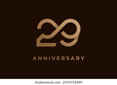 Abstract Number 29 Logo, Number 29 with infinity icon combination, can be used for birthday and business logo templates, flat design logo, vector illustration