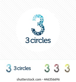 Abstract number 3 logo with a set of circles. 3 design vector .