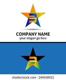 Abstract Number 3 logo Symbol with star icon 