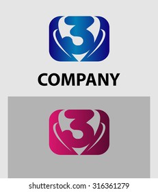 Abstract Number 3 logo Symbol icon set
