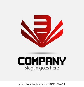 Abstract Number 3 logo Symbol icon set
