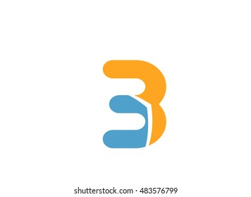 Abstract Number 3 logo Symbol icon set
