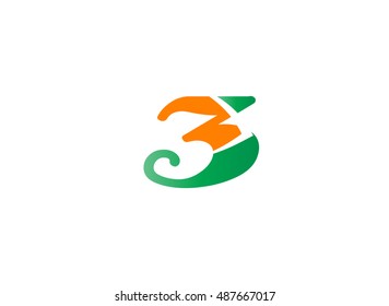 Abstract Number 3 logo Symbol icon
