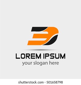 Abstract Number 3 logo Symbol icon set
