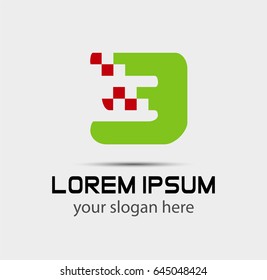 Abstract Number 3 logo Symbol icon set
