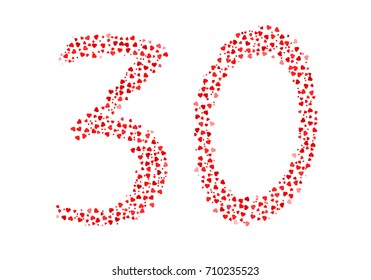 Abstract Number 30 Made Of Red Eastern Hearts