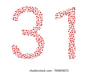 Abstract Number 31 Made Of Red Hearts