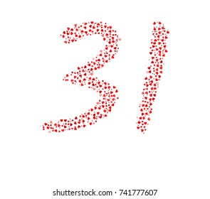 Abstract Number 31 Made Of Red Hearts