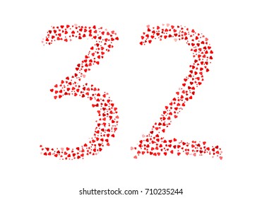 Abstract Number 32 Made Of Red Eastern Hearts