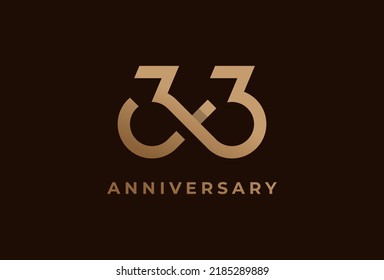 Abstract Number 33 Logo, Number 33 with infinity icon combination, can be used for birthday and business logo templates, flat design logo, vector illustration