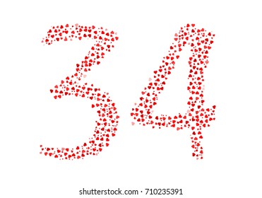 Abstract Number 34 Made Of Red Eastern Hearts