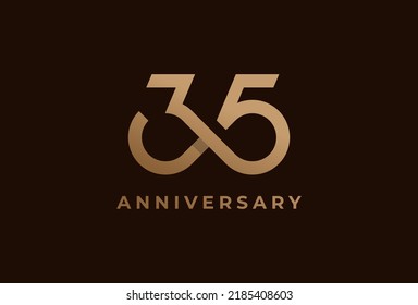 Abstract Number 35 Logo, Number 35 with infinity icon combination, can be used for birthday and business logo templates, flat design logo, vector illustration