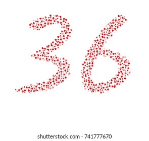 Abstract Number 36 Made Of Red Hearts