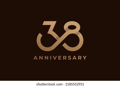 Abstract Number 38 Logo, Number 38 with infinity icon combination, can be used for birthday and business logo templates, flat design logo, vector illustration